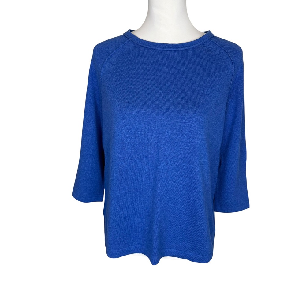 J.‎ Jill Amalfi Coast Blue Linen Cotton Blend 3/4 Sleeve Sweater Womens XS NEW